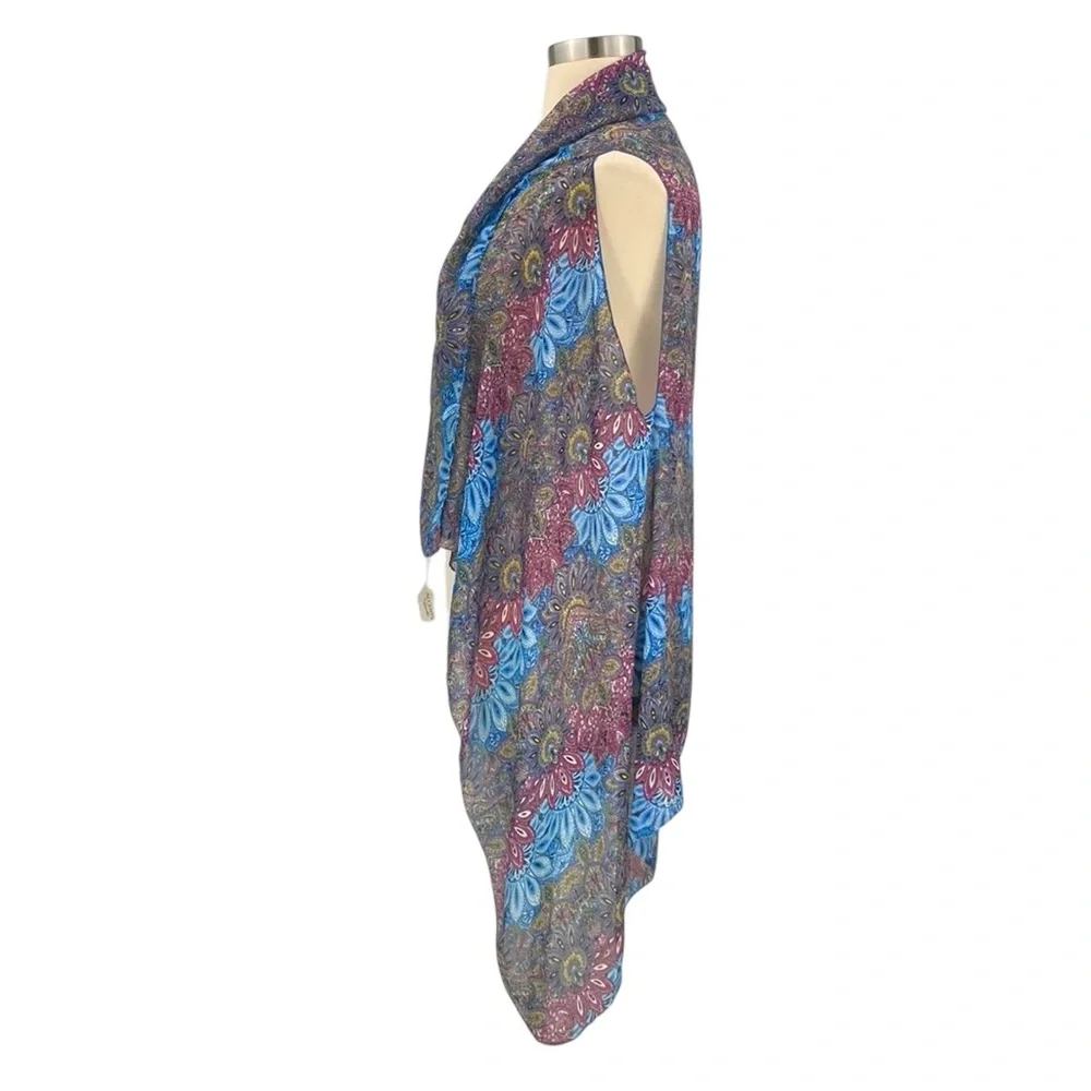 Accents by Lavello Multicolor Boho Paisley Sheer Open Front Convertible Vest - Picture 11 of 16